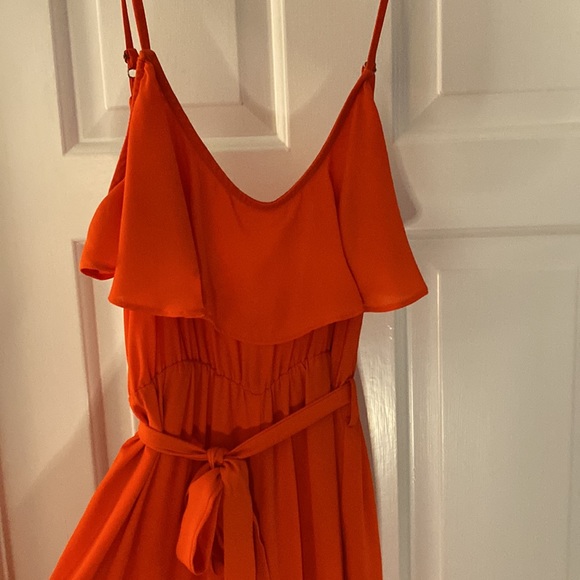 Red/orange chiffon adjustable jumpsuit - Picture 2 of 6